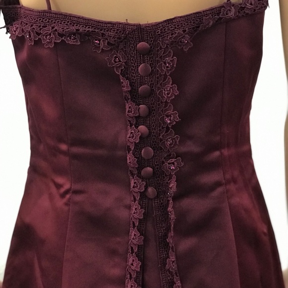 Merlot Red Long Train Mermaid Gown Cocktail Dress - Picture 6 of 14